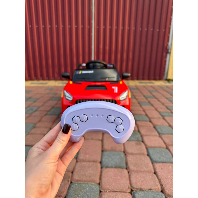 Детский спортивный электромобиль кабриолет со спойлером Cabrio 6V 5A (пульт, LED-фары, музыка, педаль газа), Красный