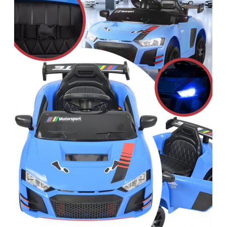 Детский электромобиль Cabrio 6V 5A (спойлер, пульт, LED-фары, звук, открывающая дверь, педаль газа), Синий