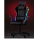 Геймерское компьютерное кресло с RGB-подсветкой, 2 эргономичными подушками и регулировкой угла наклона спинки, Черный (G400)