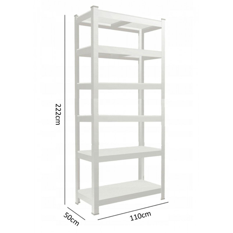 Стеллаж металлический 222x110x50, 6 полок (серый)