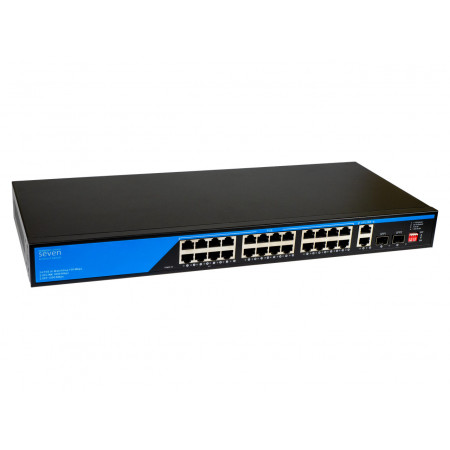 PoE комутатор (switch) 24 порти SEVEN P-73224G-2SFP
