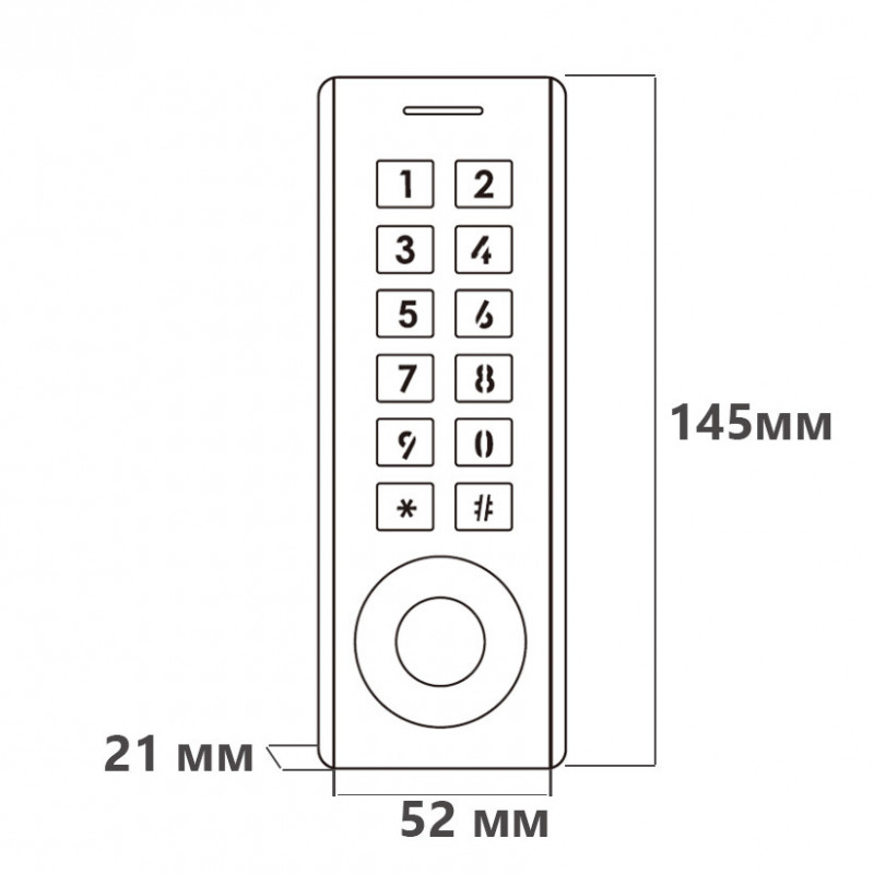 Биометрический контроллер доступа Bluetooth с кодовой клавиатурой SEVEN CR-7474BF MF