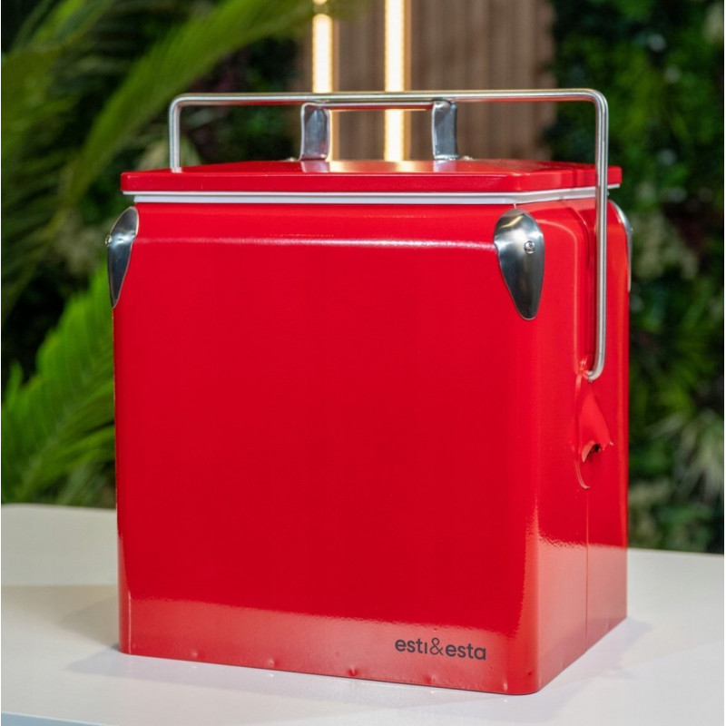 Портативний туристичний стальний холодильник в ретро стилі 13 л ESTI&ESTA CM-3200-A-MP червоний автохолодильник