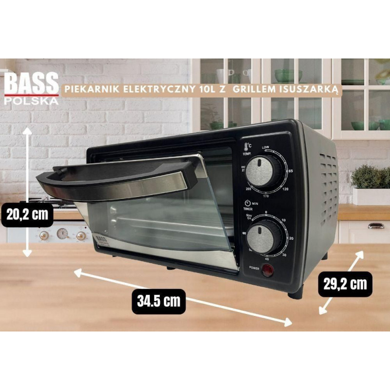 Електрична піч, настільна духовка з грилем та сушкою 10 л 950 Вт Bass Polska BH 10372