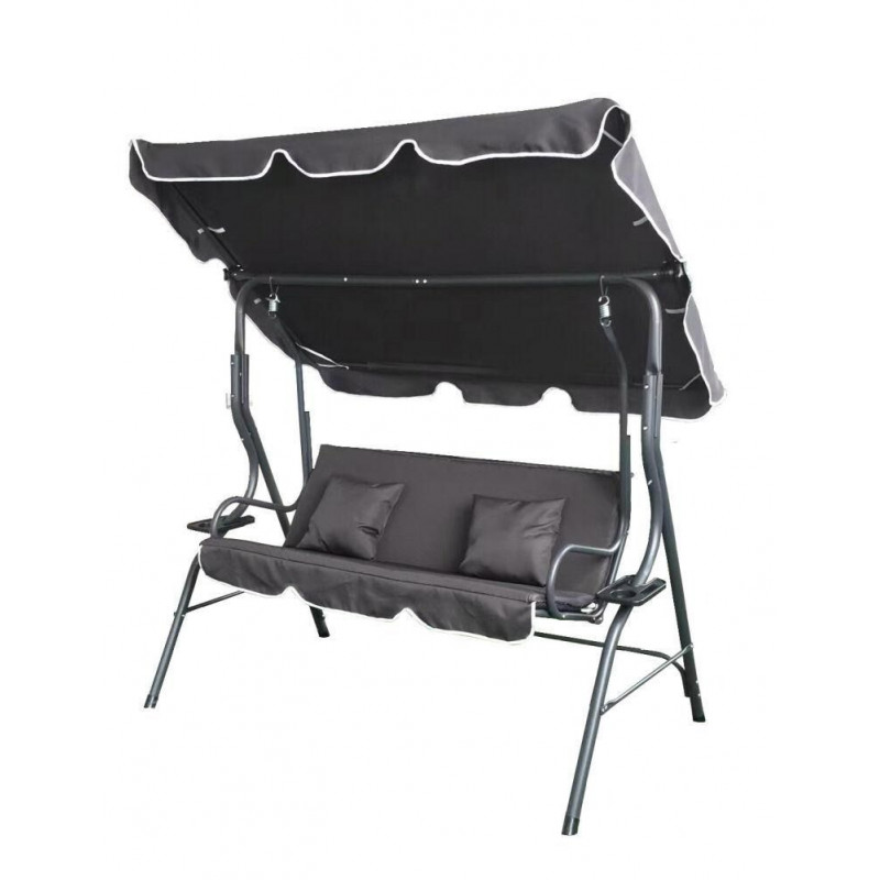 Качели садовые с подушками и подстаканниками 170х110х153 см Bass Polska BH 10030, антрацит