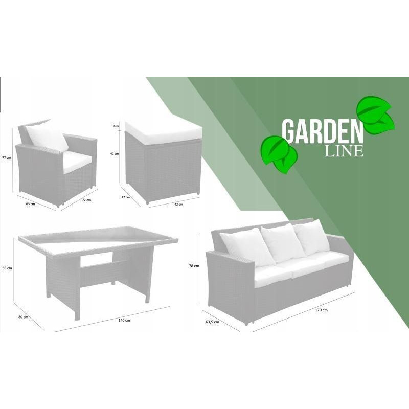 Комплект садових меблів Garden Line ABI3347 MARINNE III Сірий