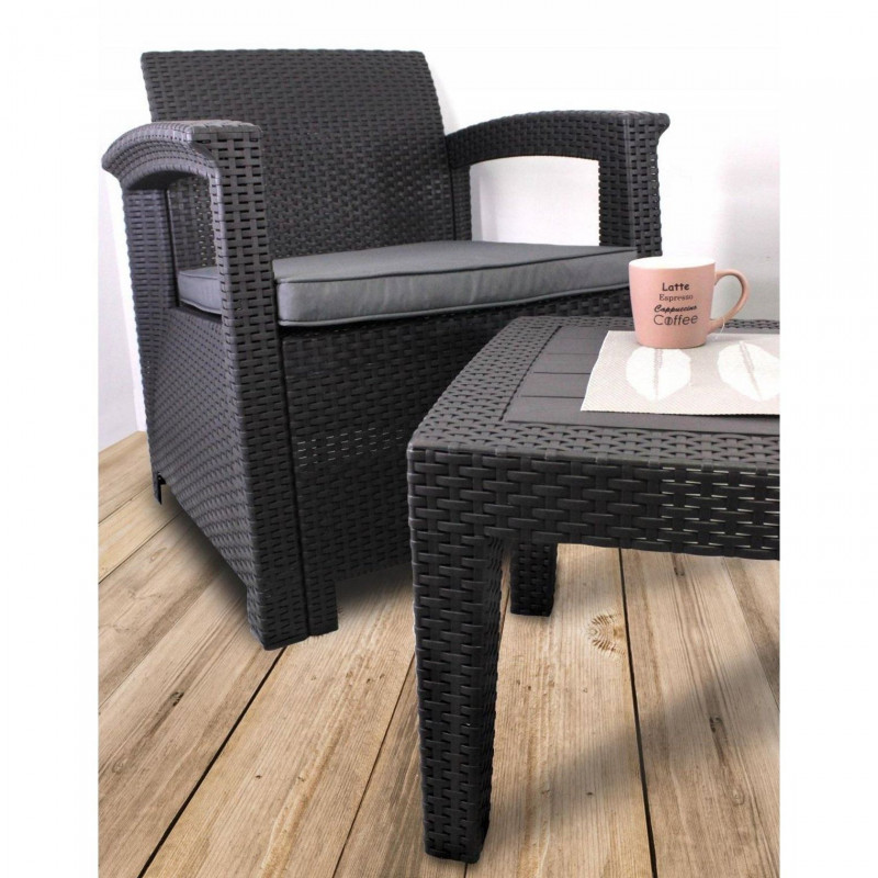Садовая мебель из ротанга Garden Line BERNY ZUM0852 комплект 3 шт., черный