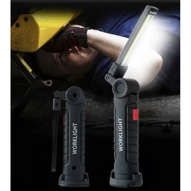 Ліхтар акумуляторний складаний для кемпінгу W-51-SMD+COB з магнітом і гаком для підвішування micro USB Чорний