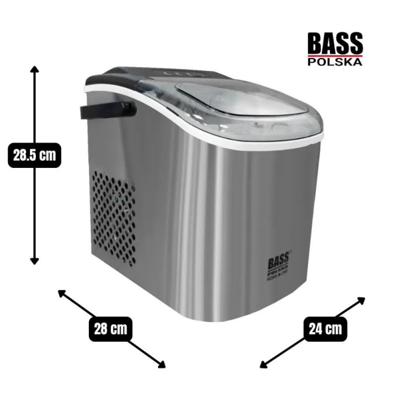 Побутовий льодогенератор Bass Polska 1,3 літра, 12 кг/24 год , конусна форма кубиків