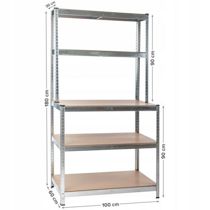 Стеллаж металлический 100x30/60x180 150 кг Mirpol MIR-RMG-N150