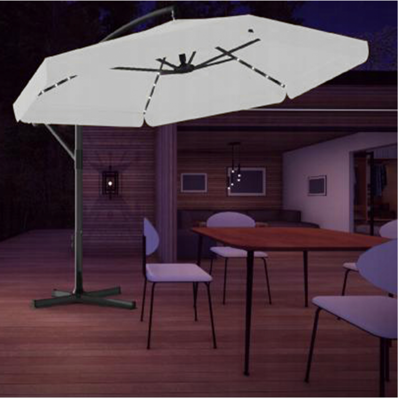 Зонтик садовый с наклоном 300 см GardenLine GAO1497, LED подсветка + чехол, серая