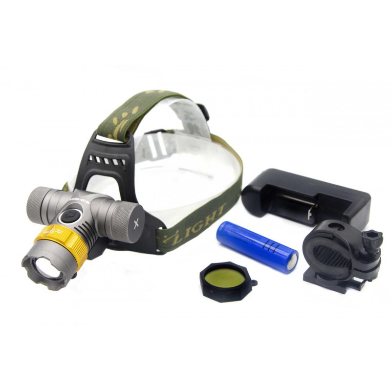 Налобний фонар WD123, Акк., LED, Zoom, Авто заряд