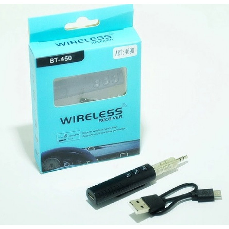 Беспроводной адаптер AUX Bluetooth-приемник BT-450/3,5ММ JACK, HANDSFREE В АВТО/4690