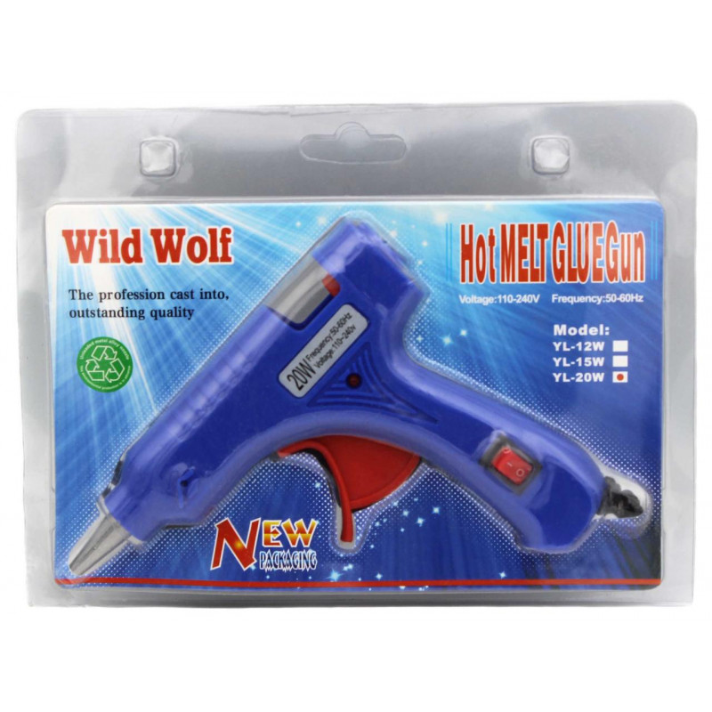 Клейовий пістолет Wild Wolf YL-20W під тонкі 7мм СИНІЙ