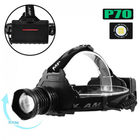 Налобний ліхтар T70Pro, HP70, 3х18650, ЗУ MicroUSB, P50 LED, Zoom
