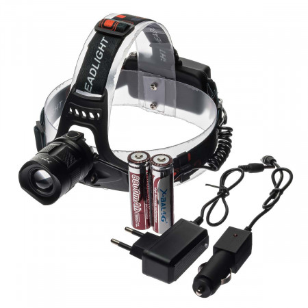 Налобний ліхтар Bailong BL-T32-P50 LED, 2х18650, Акк., Zoom, 220V-12V