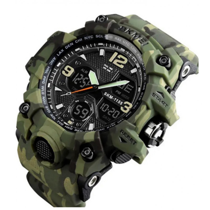 Часы наручные SKMEI 1155BCMGN, GREEN CAMO, 9733