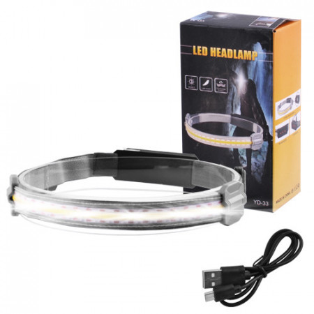Налобний ліхтар Stripe Ultra bright YD-33, 37SMD Білий+3SMD Червоний, ЗУ micro USB, акум
