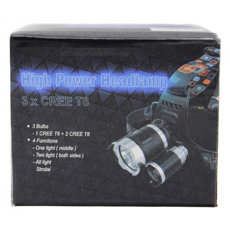 Налобний фонар BORUIT RJ3001, Акк., T6 LED, ZOOM, автомобільна зарядка