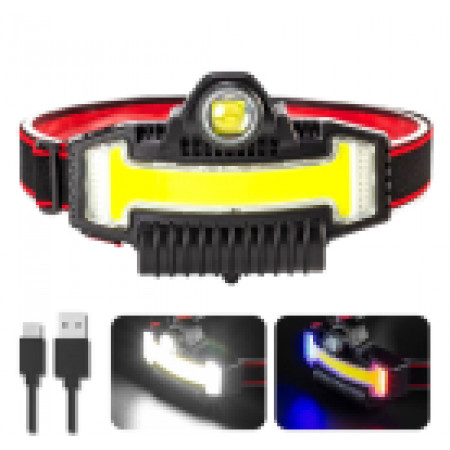 Налобний фонар Bailong BL-W685-LTS+COB, Білий, RGB, Li-Ion акум., ЗУ Type-C, Box
