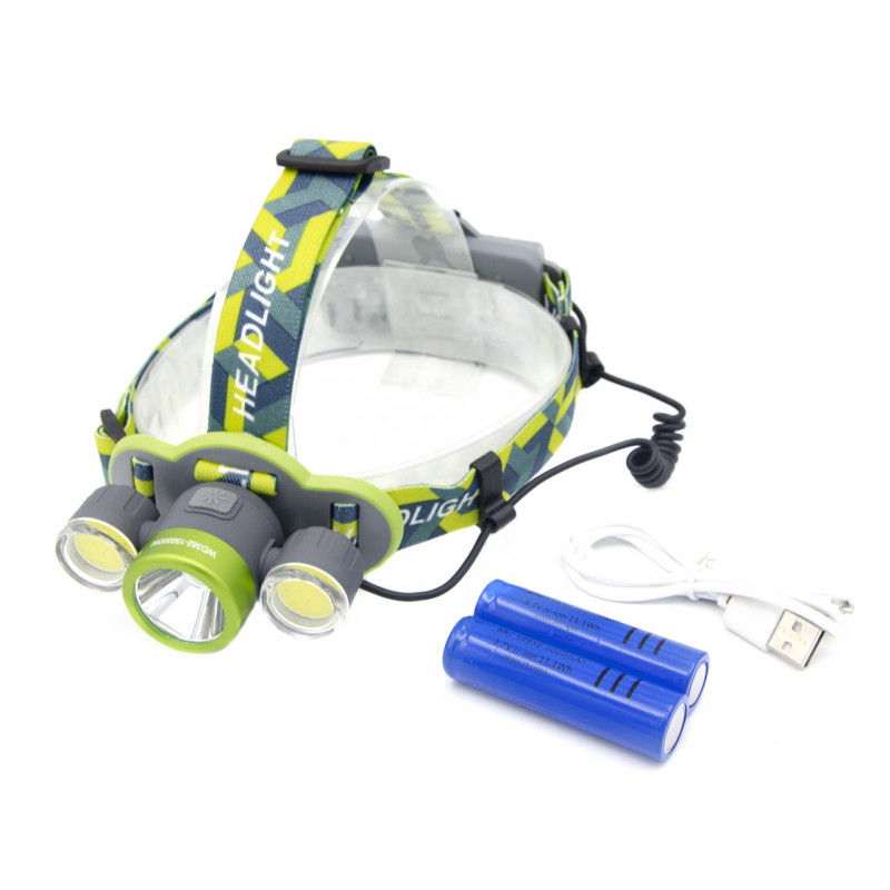 Налобний ліхтар RB125, 2133-T6+2COB, ЗУ micro USB, 2х18650,