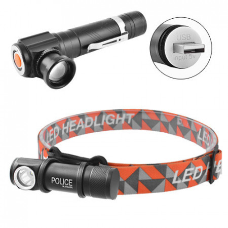 Налобний ліхтар W01, Акк., LED, USB зарядка, магніт