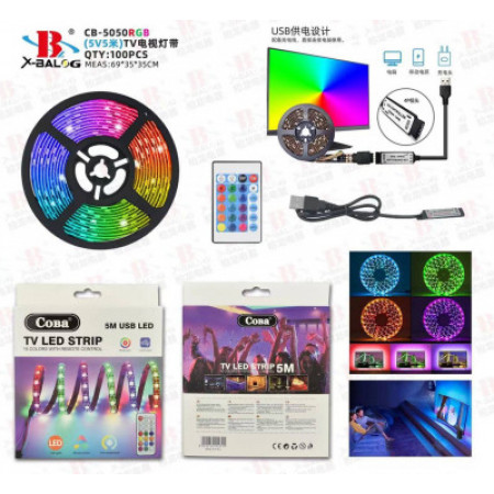 Світлодіодна стрічка RGB Колірна CB-5050RGB USB 5м