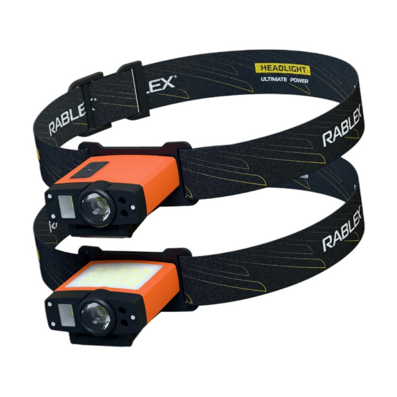 Налобный фонарь Rablex RB975, 2 Фонарика, Станция PowerBank, 800 Lumen, Type-C, Карабин, Сенсор