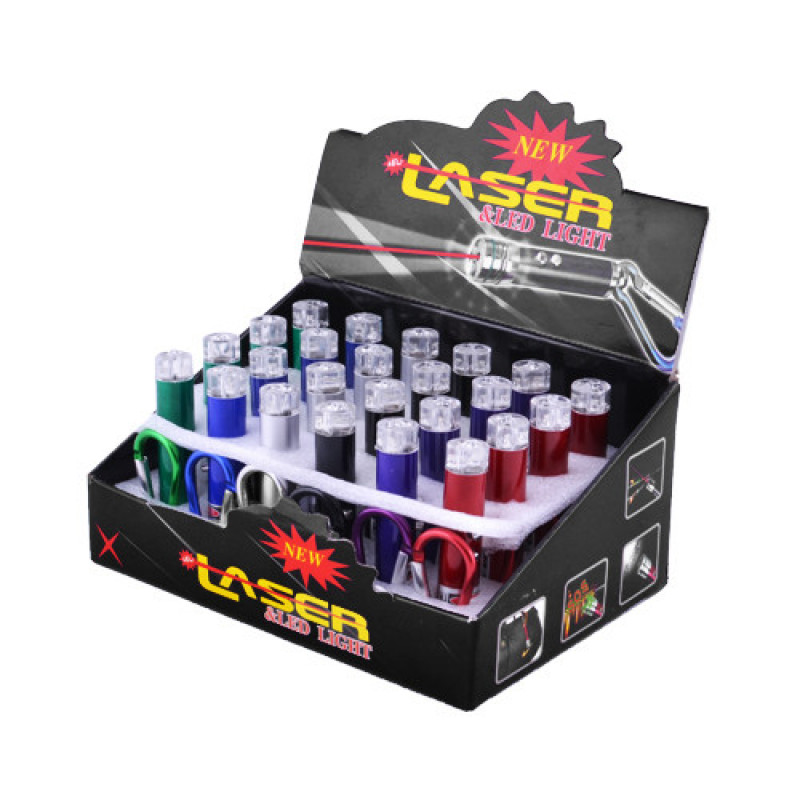 Ліхтарик брелок (LED+Лазер) 9616-2/ 3хLR44,/карабін/ (прозорі)