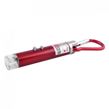 Ліхтарик брелок (LED+Лазер) 9616-2/ 3хLR44,/карабін/ (прозорі)