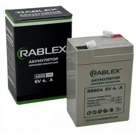 Акумуляторна батарея Rablex 6V 4Ah (RB604), свинцево-кислотна (SLA)