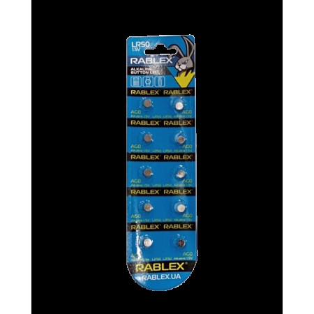 Батарейки-таблетки Rablex LR50/AG0/1.5V блістер 10 шт.