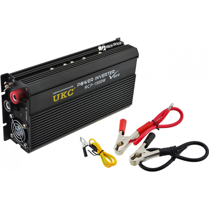 Інвертор перетворювач Професійний UKC 12V-220V RCP-1500W + USB / 4145