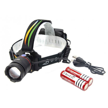 Налобний ліхтар P52, 2х18650, ЗУ MicroUSB, P50 LED, Zoom