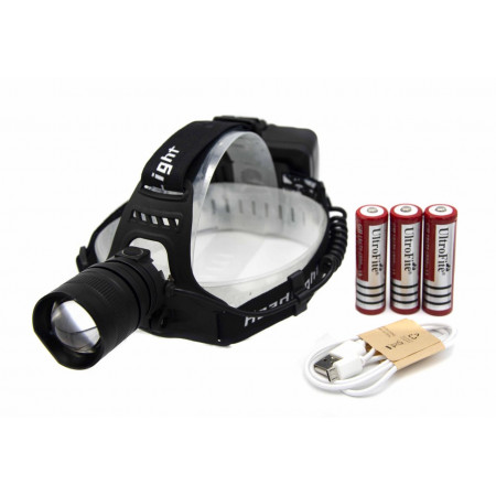 Налобний ліхтар P53, 3х18650, ЗУ MicroUSB, P50 LED, Zoom