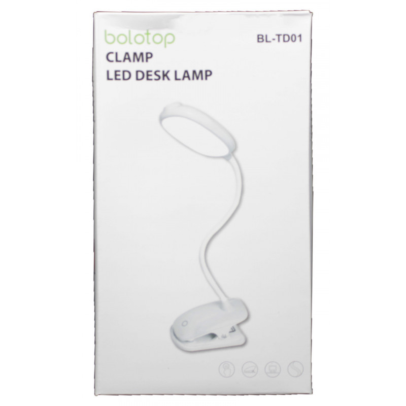 Настольная LED лампа аккумуляторная прищепка WD305 - BL-TD01/ Сенсор/ 3 режима/microUSB