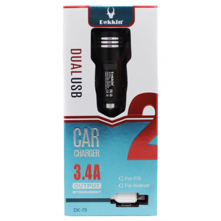 Автомобільний зарядний пристрій USB x 2 Dekkin DK-19