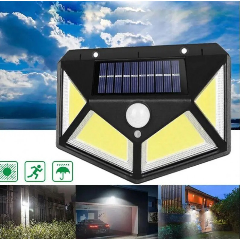 Настінний ліхтар з сонячною панеллю, датчик руху BK-100B COB + solar / 7317 / WD430