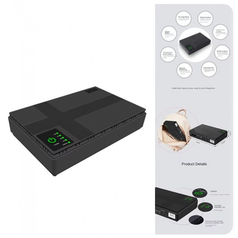 Бесперебійник Rablex RB 801 18W Happy Home UPS для роутера WI-Fi 5/9/12 В 10400 мА/год