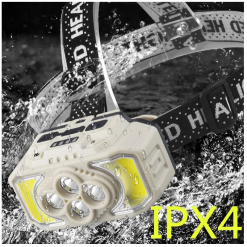 Налобний ліхтар HX-815S-4XPE, 2COB, Білий, Червоний, Датчик руху, Водонепроникний, 1x18650, ЗУ Type-C,