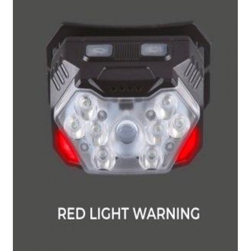 Налобний ліхтар Rablex RB952, жовтий+білий+червоний, 3хTG+8хLED+2хRED LED, Сенсор, акум, Type-C