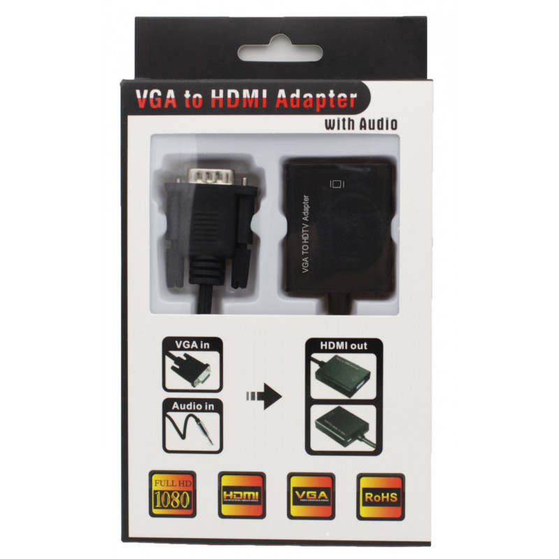 Адаптер VGA на HDMI + AUX 1980