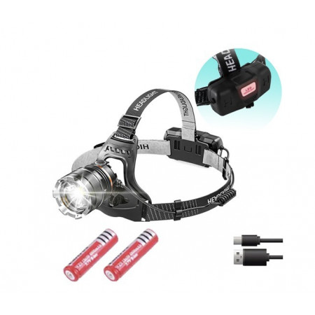 Налобний ліхтар Bailong BL-8003-P50, 2x18650, зум, ЗУ microUSB,