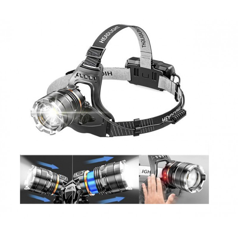Налобний ліхтар Bailong BL-8003-P50, 2x18650, зум, ЗУ microUSB,