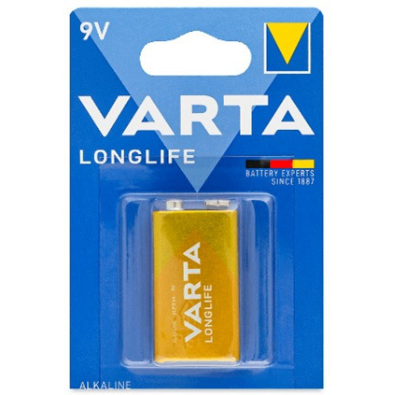 Батарейка Varta Longlife Крона 6F22 / 9V / Лужна